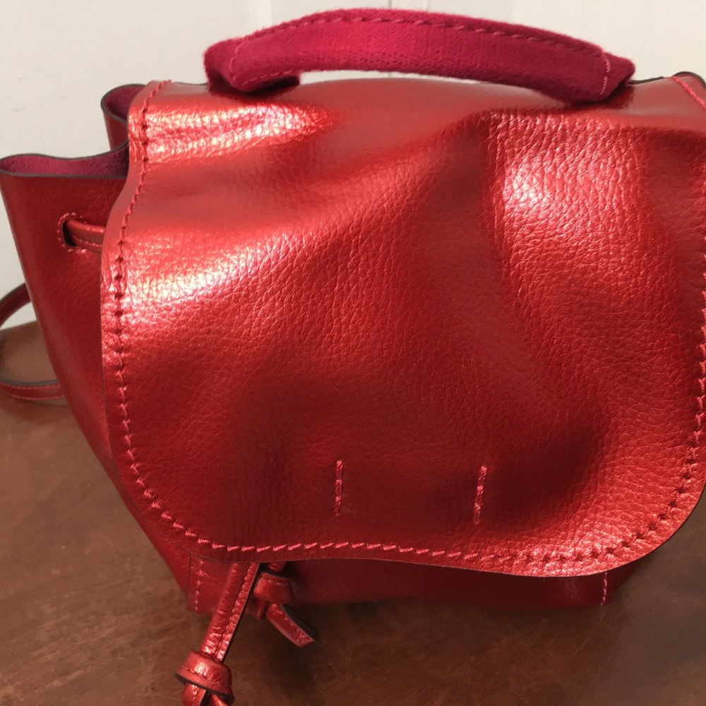 Coach Red Metallic Derby Backpack Pebble Leather Brand new with tag . - Picture 7 of 15